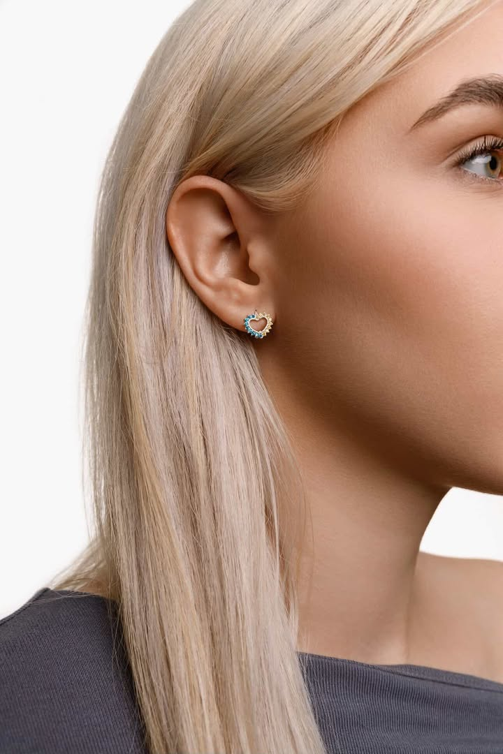 Срібні сережки Сердечка з камінням, фото 1