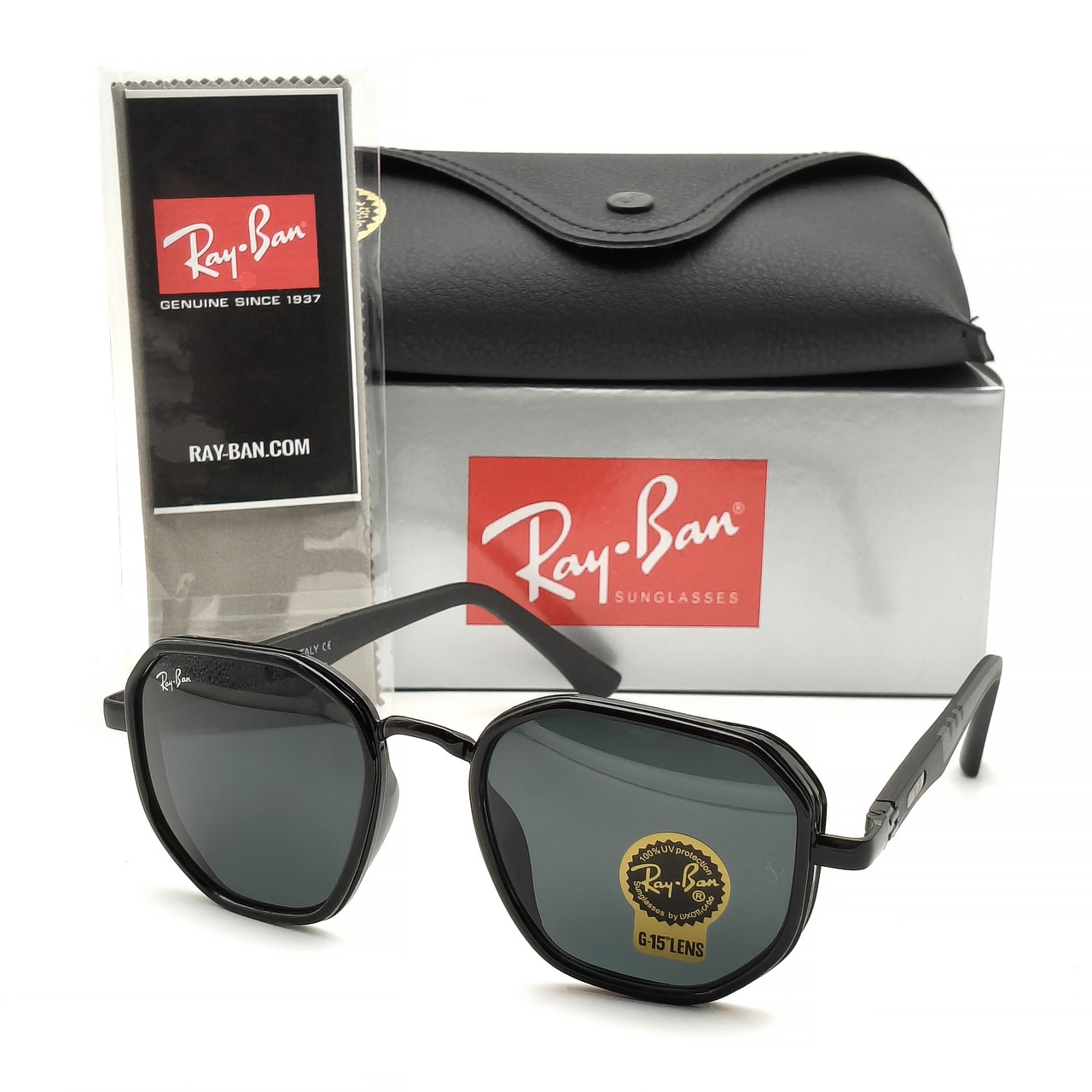 Окуляри Ray Ban 5896 чорні, скло, гнучка оправа, фото 1