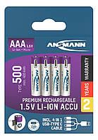 АКУМУЛЯТОР ANSMANN ЛІТИВИЙ AAA 1,5 V / 500 MAH 4ШТ.