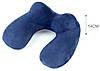 Надувна подушка-підголівник Pillow для подорожей велюрова - Dark Blue, фото 5