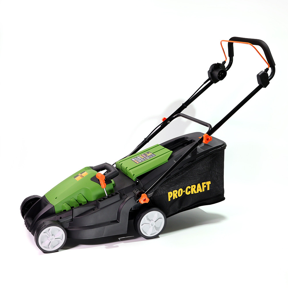 Газонокосарка електрична Procraft NM2100 (1400 Вт, 50л, 380 мм) з регулюванням висоти скошування. Прокрафт NM-2100