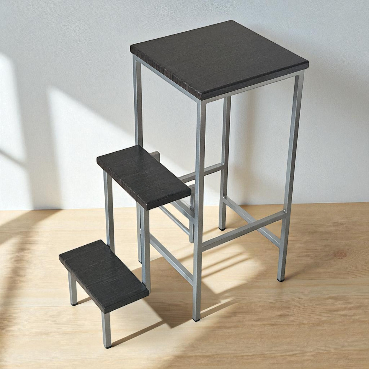 Стілець стремянка на 3 шаблі Minos хром/венге Наша Ковка, фото 1