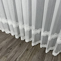 Тюль бамбук з візерунком по низу №1196 білий на відріз, фото 2