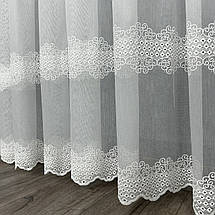 Тюль бамбук з візерунком по низу №1196 білий на відріз, фото 3