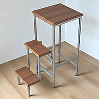 Табурет драбина 65 см у стилі Лофт Minos хром/горіх