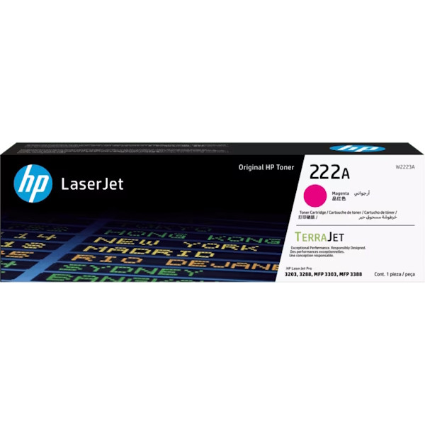 Картридж HP 222A magenta W2223A для принтера Color LaserJet Pro 3203dn, 3303fdw, 3303sdw, 3203dw, 3303fdn, 3288dn, 3388fdw,