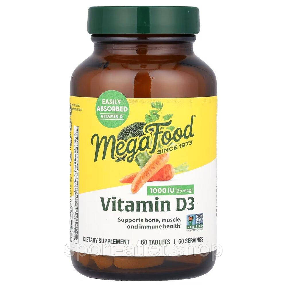 Вітаміни та мінерали MegaFood MegaFood Vitamin D3 1000 IU, 60 таблеток, фото 1