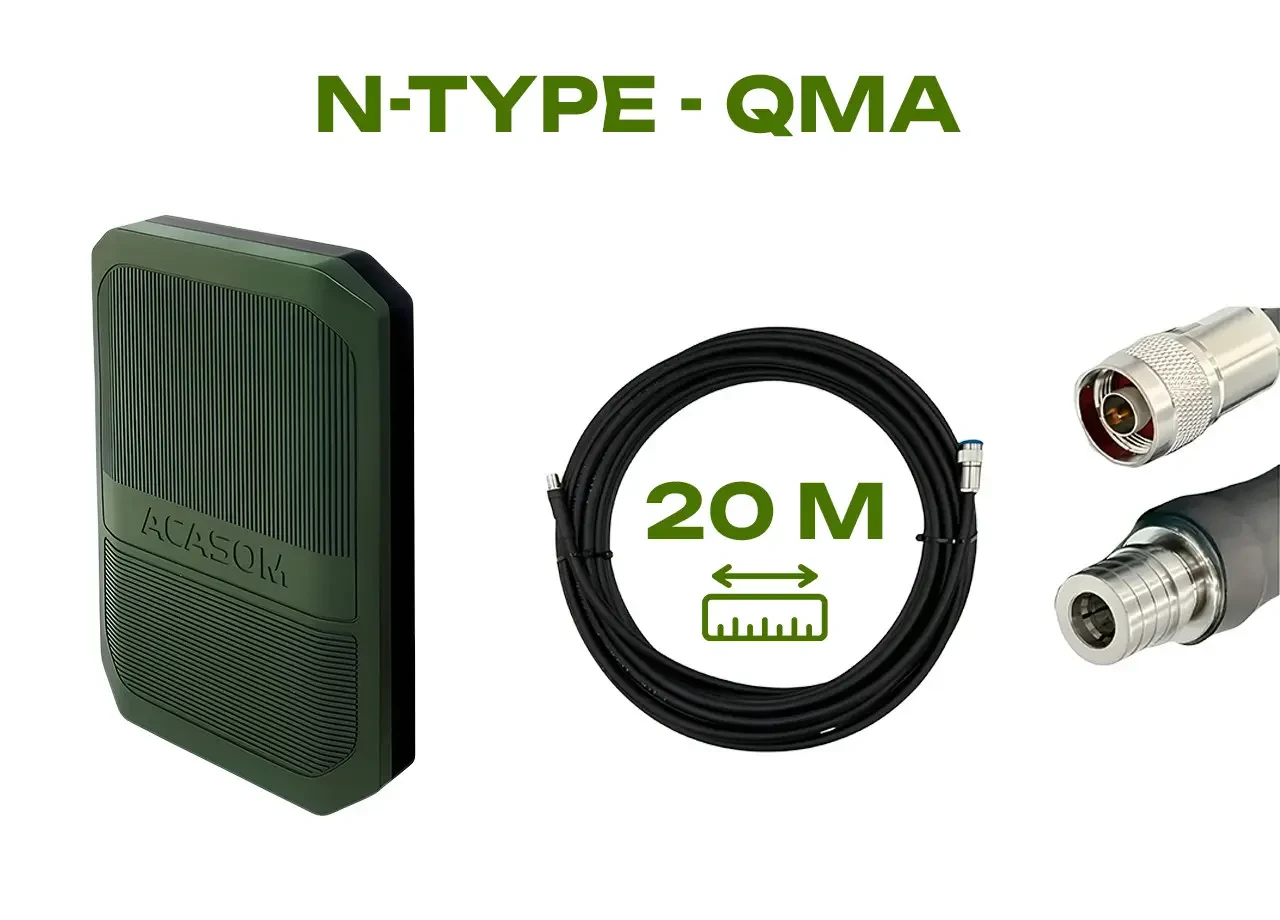 Кабель для антени Acasom ROC-6 20 м RG-8 (2 дроти) N-TYPE - QMA