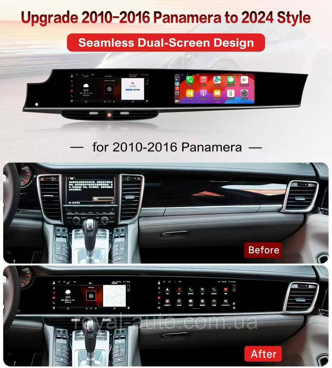 Мультимедійний подвійний дисплей Android Porsche Panamera 970 Прше Панамера стиль 2024 магнітолу монітор, фото 1