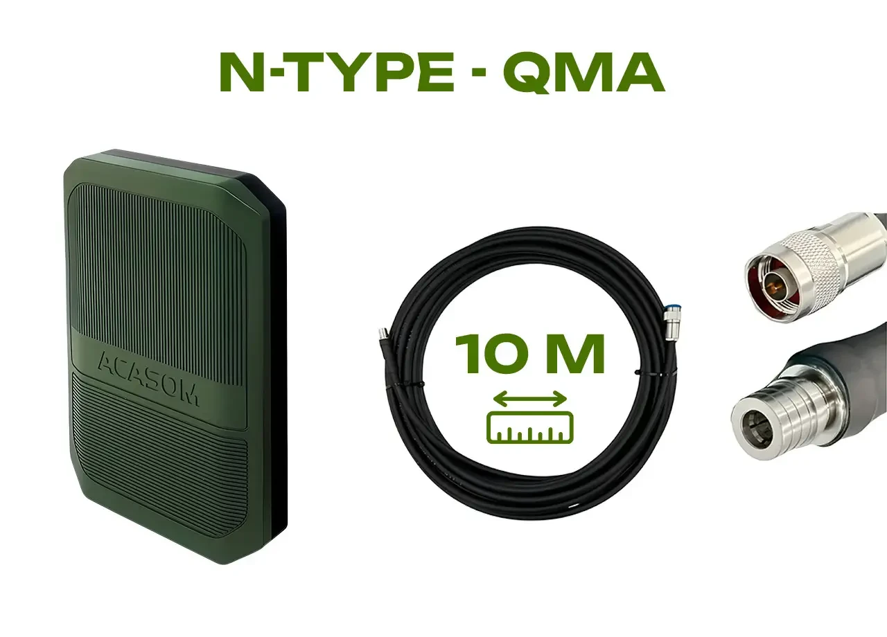 Кабель для антени Acasom ROC-6 10 м RG-8 (2 дроти) N-TYPE - QMA