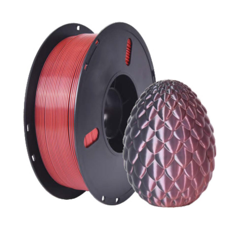 Пластикова нитка PLA, 1.75 мм, 1 кг Шовк двоколірний [червоно-чорний]