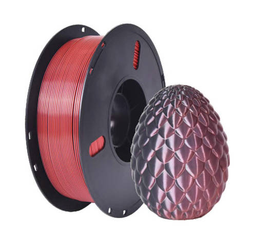 Пластикова нитка PLA, 1.75 мм, 1 кг Шовк двоколірний [червоно-чорний], фото 1