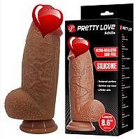 Великий Фалоімітатор Гігант на присосці з мошонкою 22 см*5.2 см PRETTY LOVE Achille, Преміум