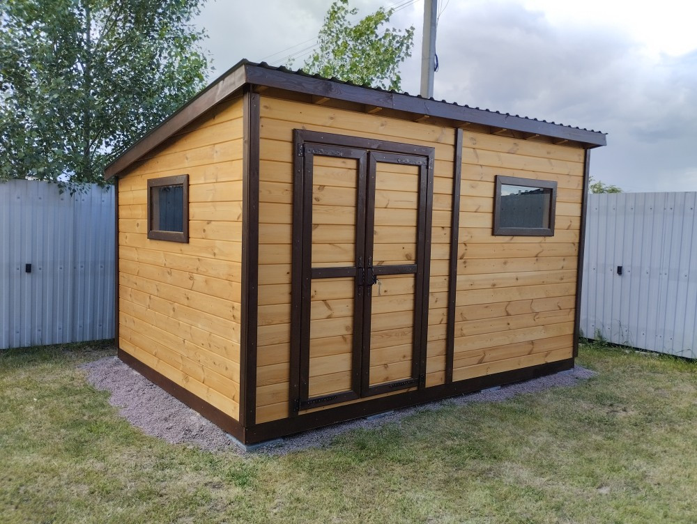 Дерев'яний хозблок 12м2 (3*4) | Фарбування деревини сосна-горіх, фото 1