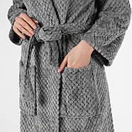 Жіночий махровий халат на запах з капюшоном теплий великі розміри для дому, фото 2