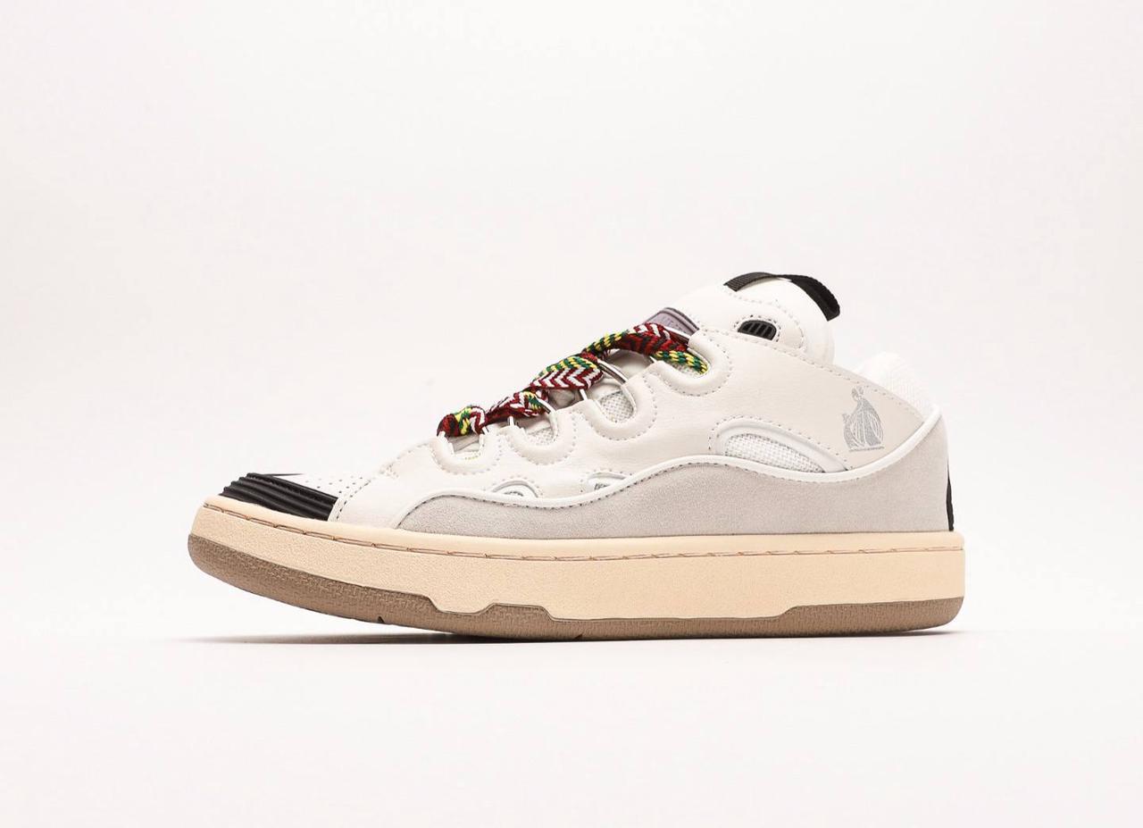 Білі жіночі замшеві Кросівки Lanvin Curb White ланвін карб, фото 1