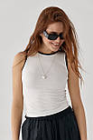 Трикотажна подвійна майка — білий колір, S (є розміри), фото 2