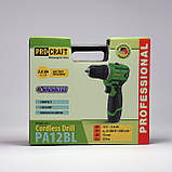 Безщітковий шуруповерт Procraft PA12BL (12В, 2Аг, 30Нм, 1 АКБ) Акумуляторний шуруповерт Прокрафт PA-12BL, фото 10
