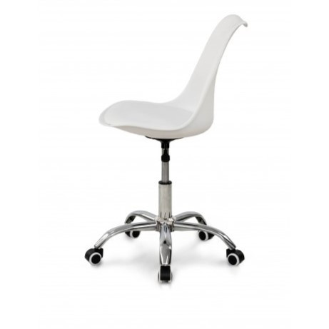 Компьютерный стул Эльф белый — кожзам, металл, газлифт Компьютерный стул Эльф белый с металлическим каркасом и кожзамом, регулируемый по высоте