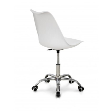 Компьютерный стул Эльф белый — кожзам, металл, газлифт Компьютерный стул Эльф белый с металлическим каркасом и кожзамом, регулируемый по высоте
