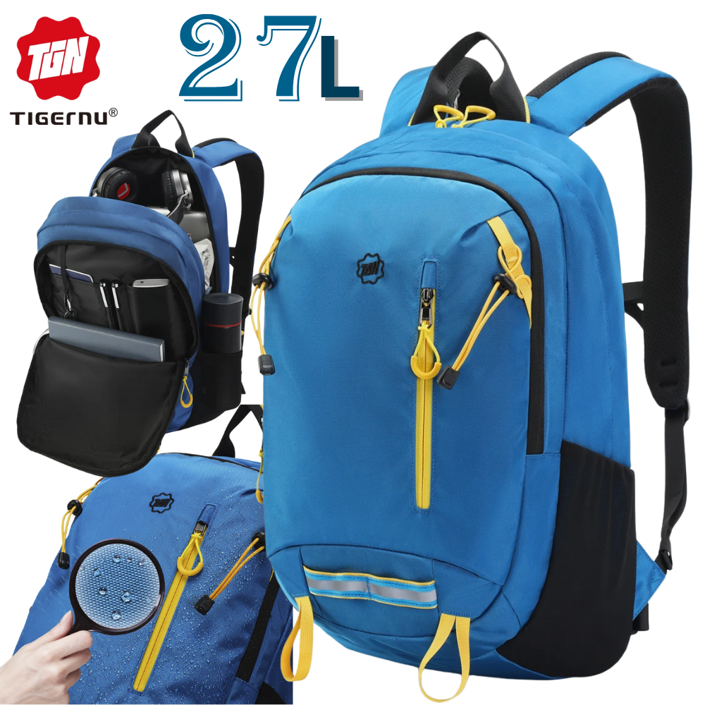Універсальний рюкзак для міста походу водостійкий синій із відділенням для ноутбука 15,6" легкий 27 л Tigernu, фото 1