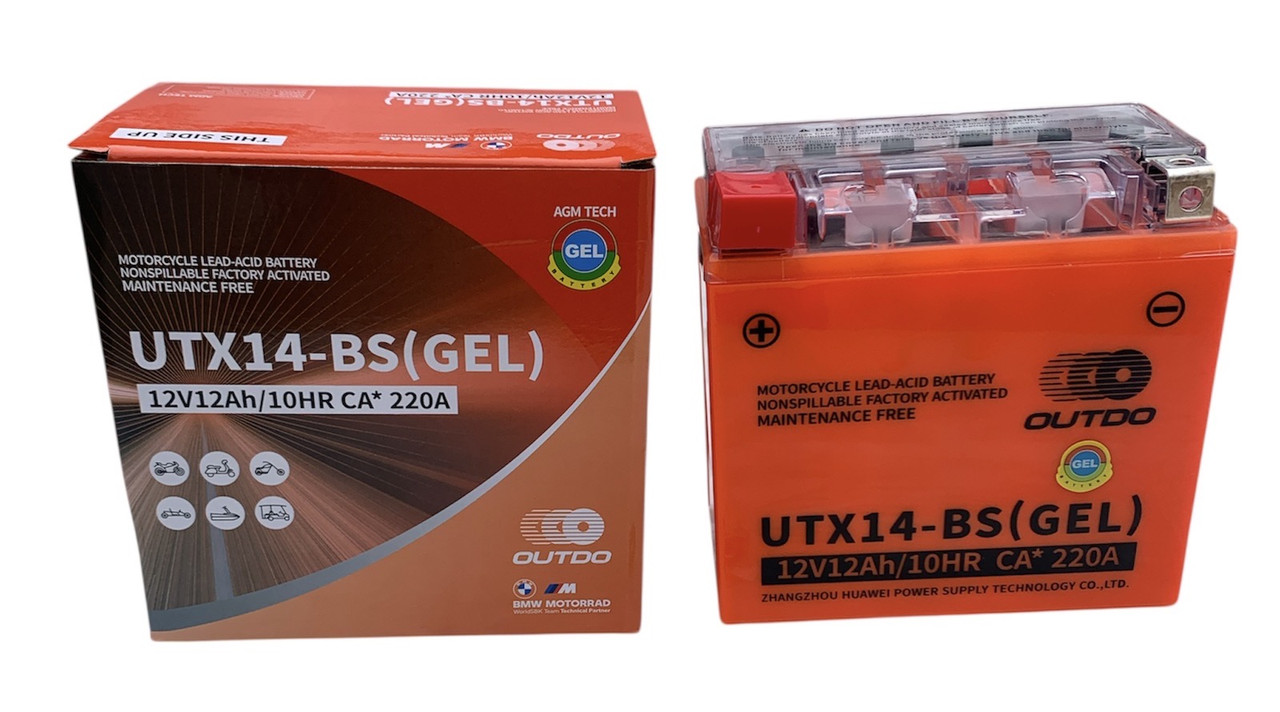 Акумулятор Outdo 12V, 12Ah/10HR UTX14-BS GEL (Розмір 155 х 93 х 153 мм)