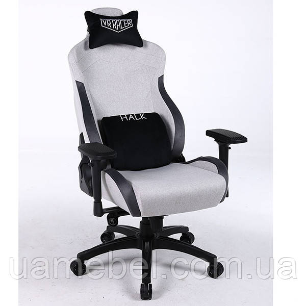 Крісло геймерське VR Racer Textile Halk сірий/чорний