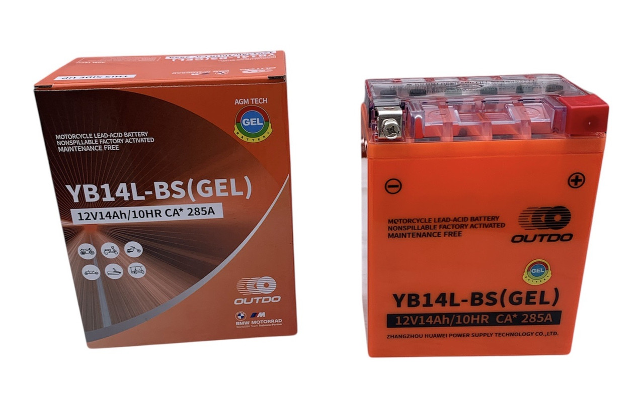 Акумулятор Outdo 12V, 14Ah/10HR YB14L-BS GEL (Розмір 137 х 93 х 170 мм)