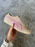 Бежеві замшеві жіночі кросівки ASICS Onitsuka Tiger Mexico 66 Beige\Pink premium Демісезонні кеди Асікс Тайгер купити