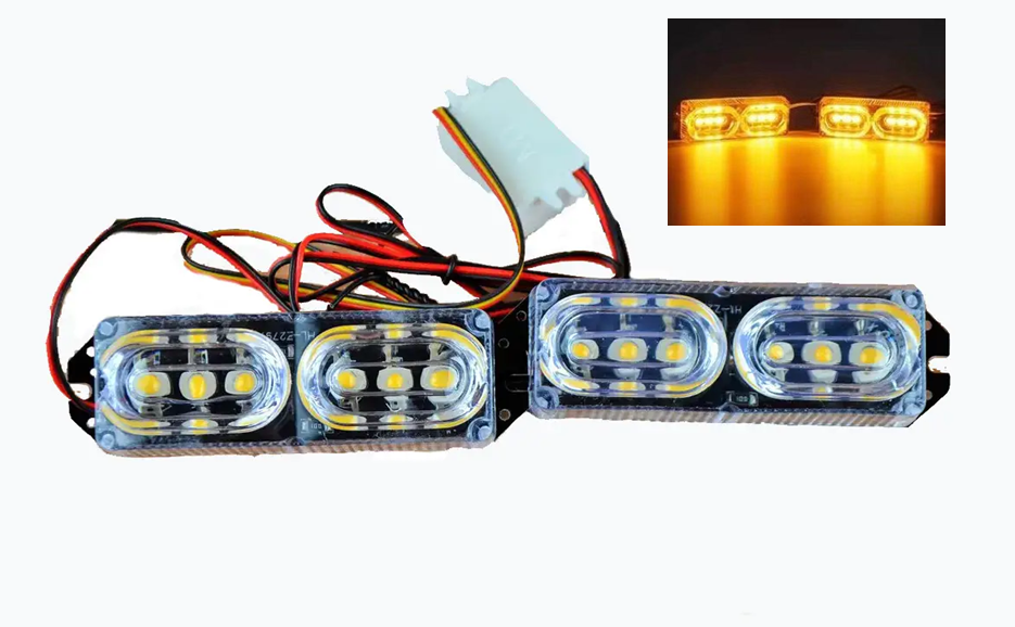 Світлодіодні стробоскопи жовті 12v 2-режиму роботи (проблисковий маячок під решітку)