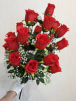 Штучний букет троянд на 24 бутони ( червоний , 70 см ), фото 7
