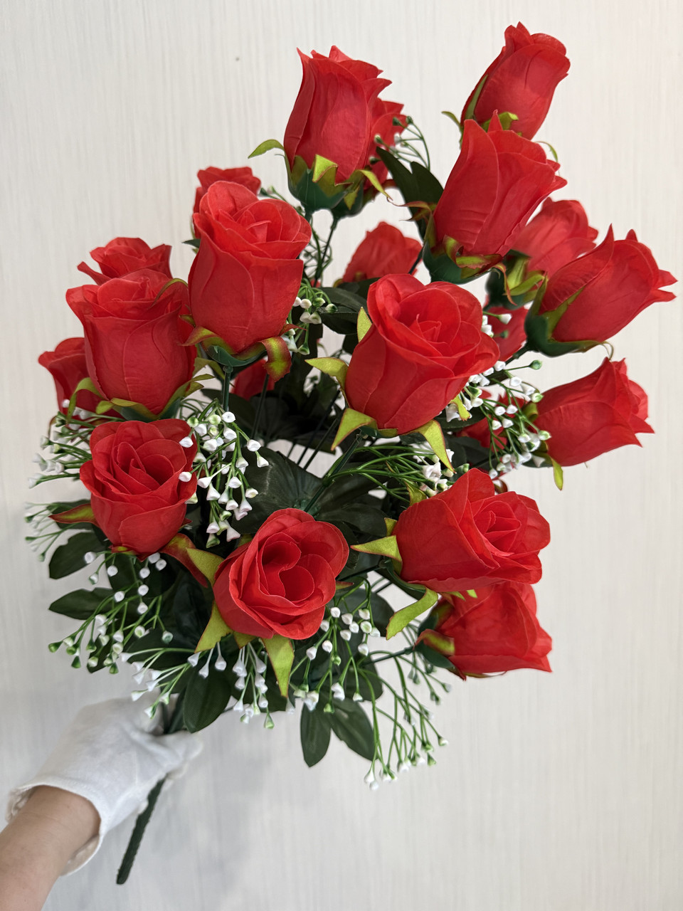Штучний букет троянд на 24 бутони ( червоний , 70 см ), фото 1