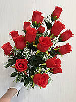 Штучний букет троянд на 24 бутони ( червоний , 70 см ), фото 4