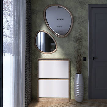 Тумба для взуття в передпокій Еверест Сіті-160-2 70,2х16х95,8 см Дуб сонома/Білий (DTM-071107)