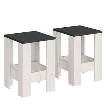 Табурет Еверест Т-1 (2шт.) Графіт/Дуб крафт білий (DTM-071145)