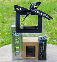 Сумка прозора для квітів і подарунків із чорною ручкою 20х18х10 см