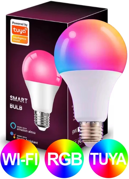 Розумна лампочка Wi-Fi Tuya Smart LED E27 (2700-6500K, 10W, застосунок, RGB)