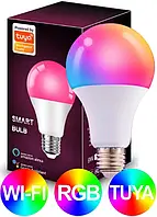 Розумна лампочка Wi-Fi Tuya Smart LED E27 (2700-6500K, 10W, застосунок, RGB)