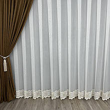 Тюль бамбук з візерунком по низу №12492 золотистий на відріз