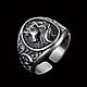 Перстень сріблястий ретро Єдиноріг у давньогрецькому стилі регульований IgnisFlos364, фото 2