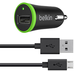 Автомобільний зарядний пристрій USB x 1 belkin, 10 WATT, 1.2 м кабель MicroUSB