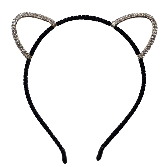 Обруч для волосся Вушка Ведмедики з камінням STARLOOK срібні Обруч для волосся Вушка Ведмедики з камінням STARLOOK срібні