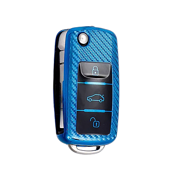 Чохол для ключа Volkswagen, синій карбон