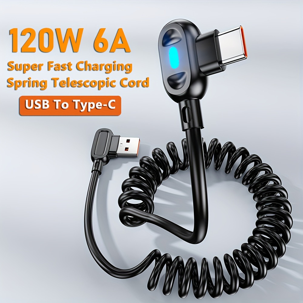 Кабель пружина 120W 6A для Xiaomi, Samsung, Huawei