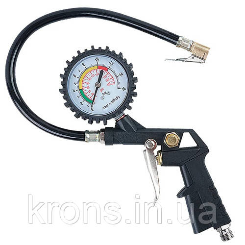 Пістолет для накачування коліс шин із манометром 0-220pri 0-16бар, фото 1