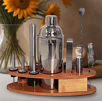 Набор барный с подставкой из 12 предметов, Набор для бара, барные принадлежности