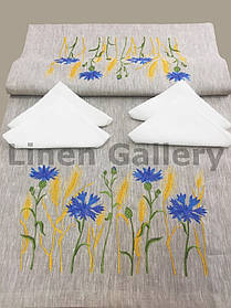 Доріжка вишита "Волошки" + 4 серветки в українському стилі