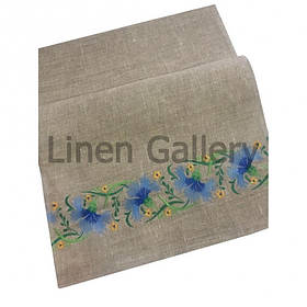 Серветка-рушничок вишита з льону "Волошки" (0,45 м.*0,65 м)
