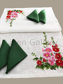 Доріжка вишита для дому "Мальви" + 4 серветки