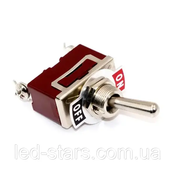 Тумблер (KN3C-101), з фіксацією, 6А, 250V, ON-OFF, 2PIN (гвинти), Помаранчевий, фото 1